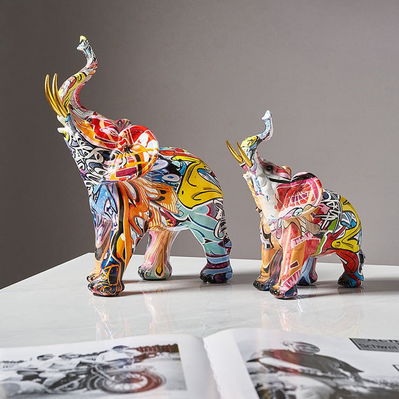 Elephant Scandinavian Resin Painted Statue