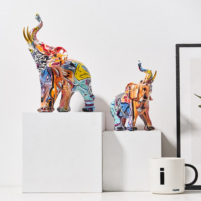 Elephant Scandinavian Resin Painted Statue