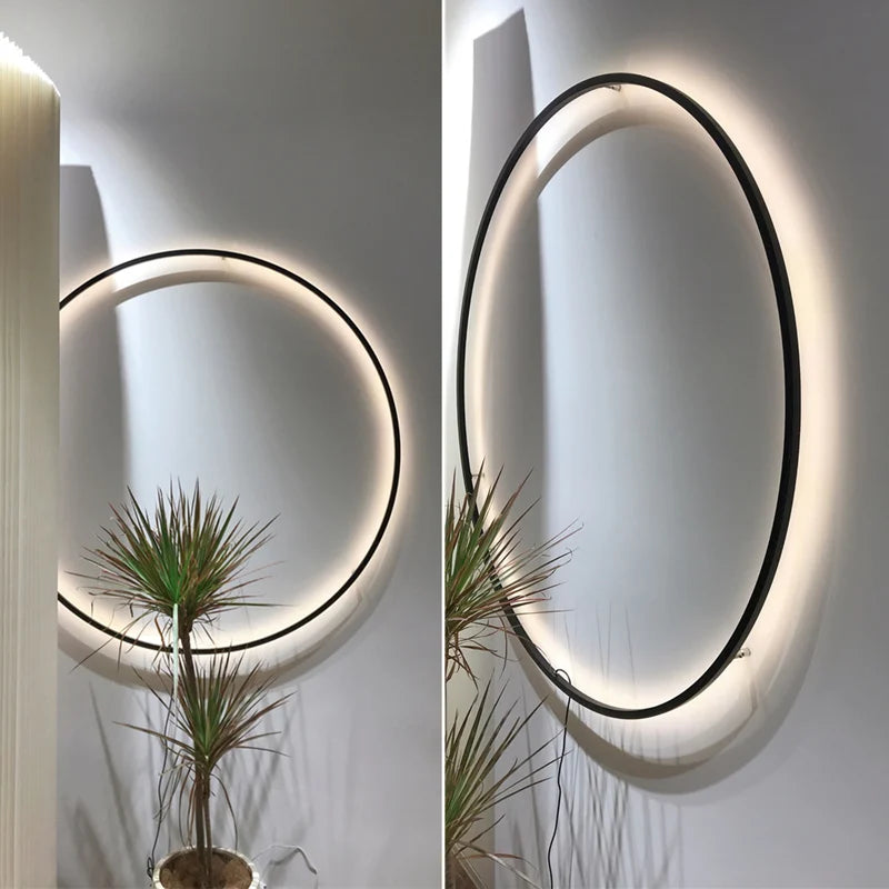 Modern LED Wall Lamps - Round Ring USB Wall Sconce Light Fixture