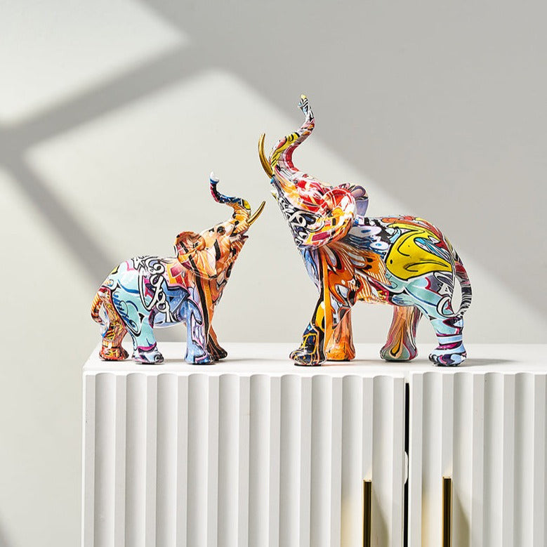 Elephant Scandinavian Resin Painted Statue
