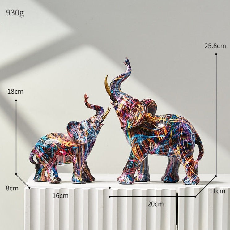 Elephant Scandinavian Resin Painted Statue