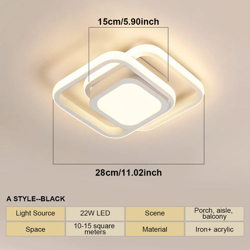Modern Minimalist LED Ceiling Lamp - 2 Rings Aisle Light Fixture
