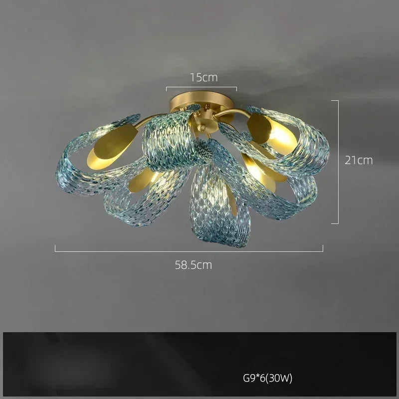 Modern Blue Glass LED Pendant Lamp for Hallway and Bedroom