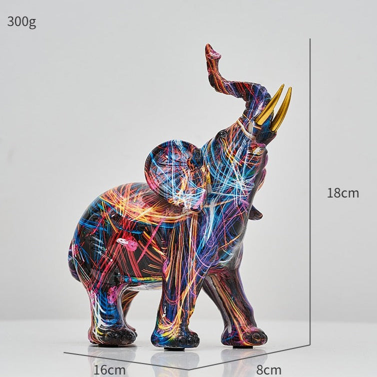 Elephant Scandinavian Resin Painted Statue