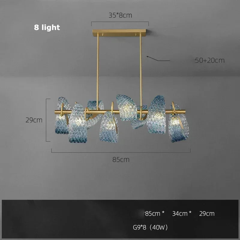 Modern Blue Glass LED Pendant Lamp for Hallway and Bedroom