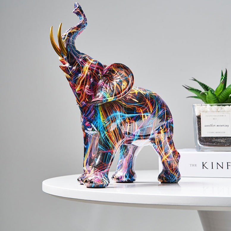 Elephant Scandinavian Resin Painted Statue