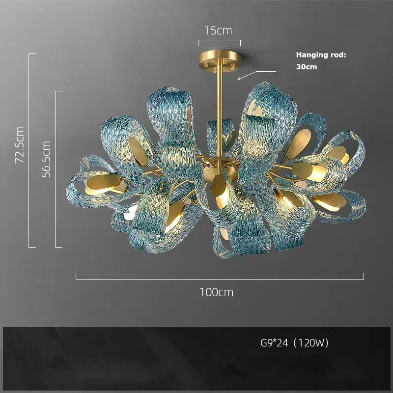 Modern Blue Glass LED Pendant Lamp for Hallway and Bedroom