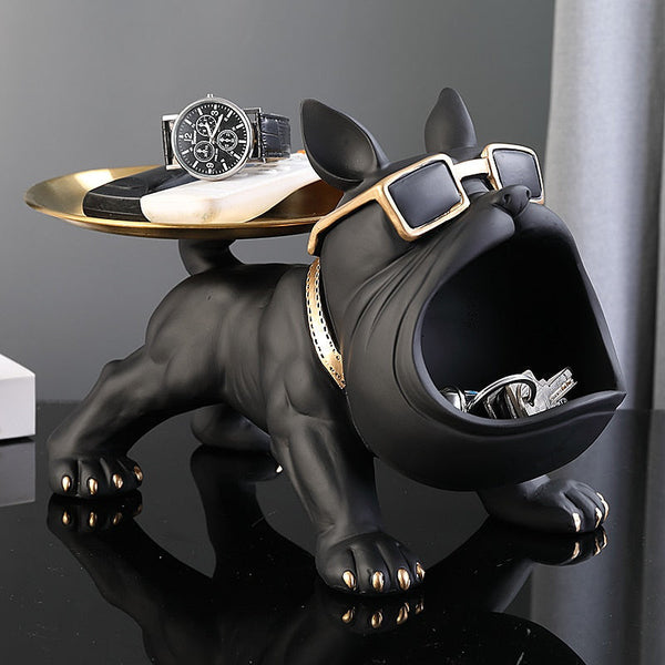 Bodybuilder Bulldog Resin Storage Bin And Tray