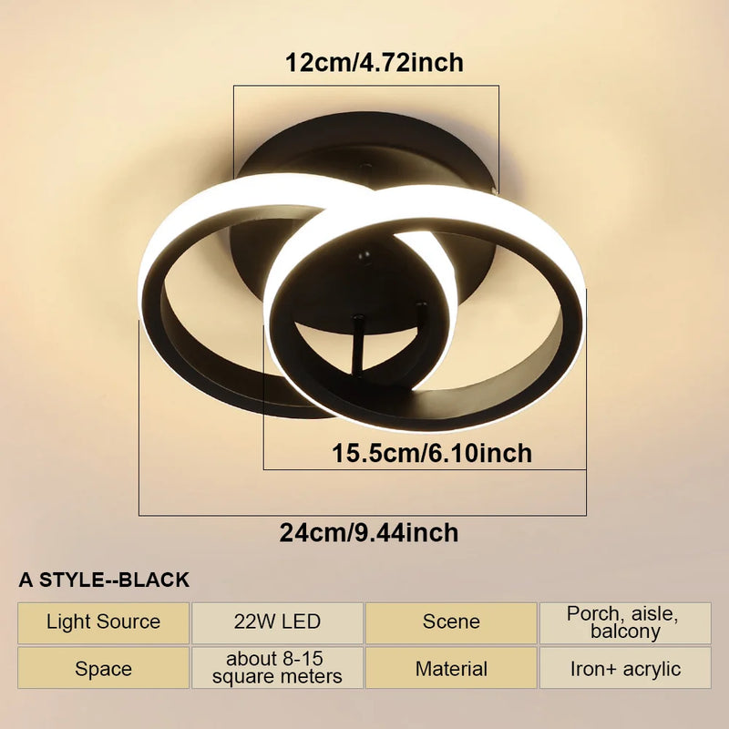 Modern Minimalist LED Ceiling Lamp - 2 Rings Aisle Light Fixture