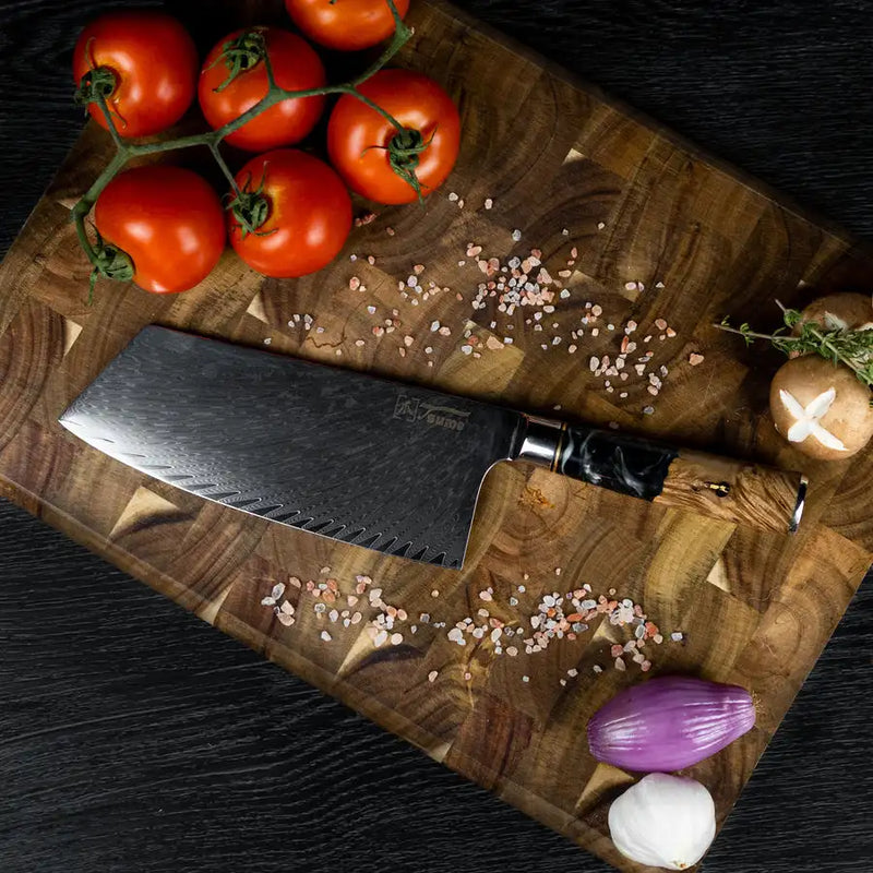 7.5" Damascus Steel Cleaver Chef & Butcher Knife