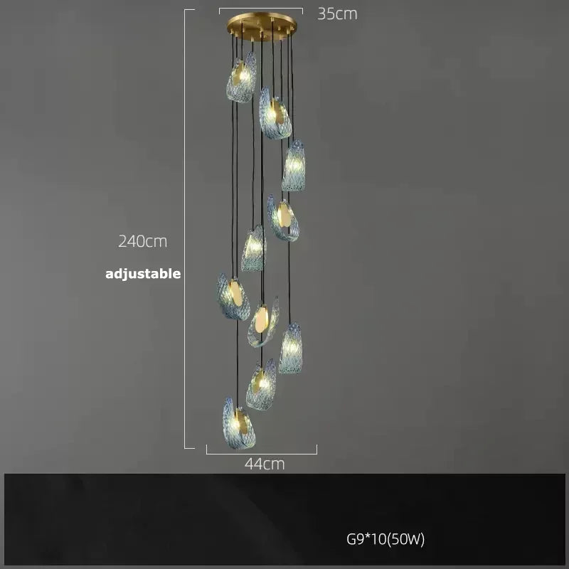Modern Blue Glass LED Pendant Lamp for Hallway and Bedroom
