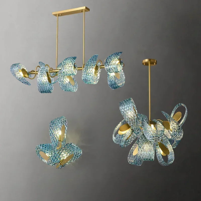 Modern Blue Glass LED Pendant Lamp for Hallway and Bedroom