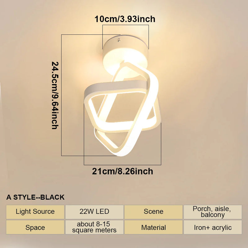Modern Minimalist LED Ceiling Lamp - 2 Rings Aisle Light Fixture