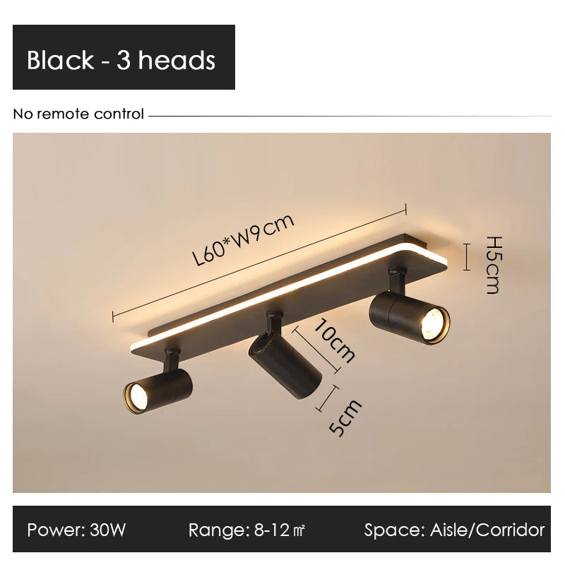 Modern Black LED Ceiling Chandelier with Spotlights for Home Decor
