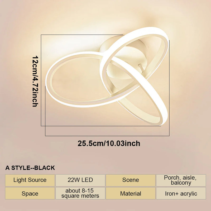 Modern Minimalist LED Ceiling Lamp - 2 Rings Aisle Light Fixture