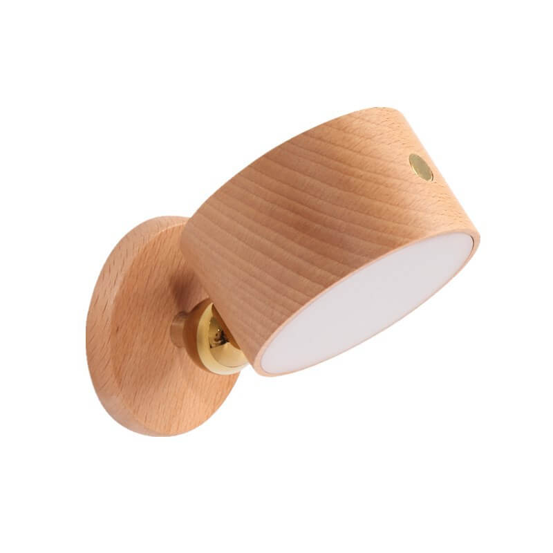 Minimalist Wooden USB Rechargeable Touch Magnetic LED Night Wall Sconce Lamp Light