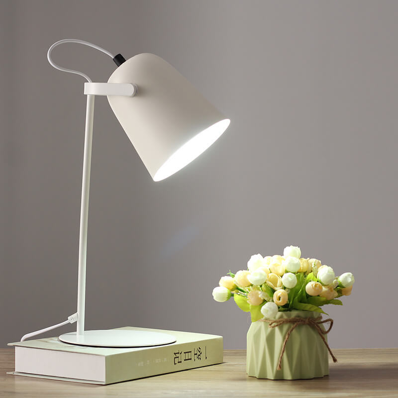 Nordic Macaron Color Creative Iron Bucket Design Light Table Lamp