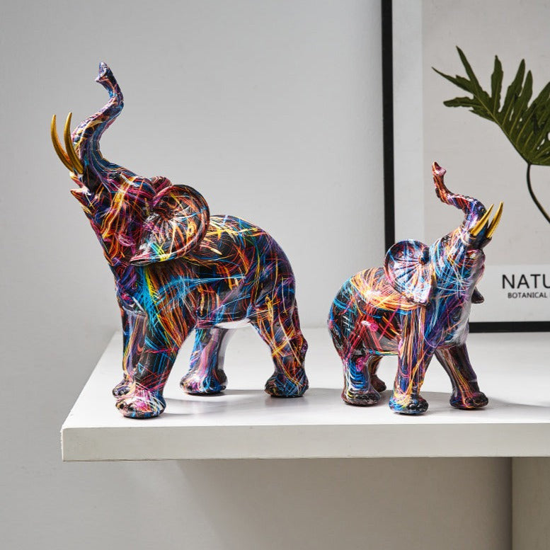 Elephant Scandinavian Resin Painted Statue