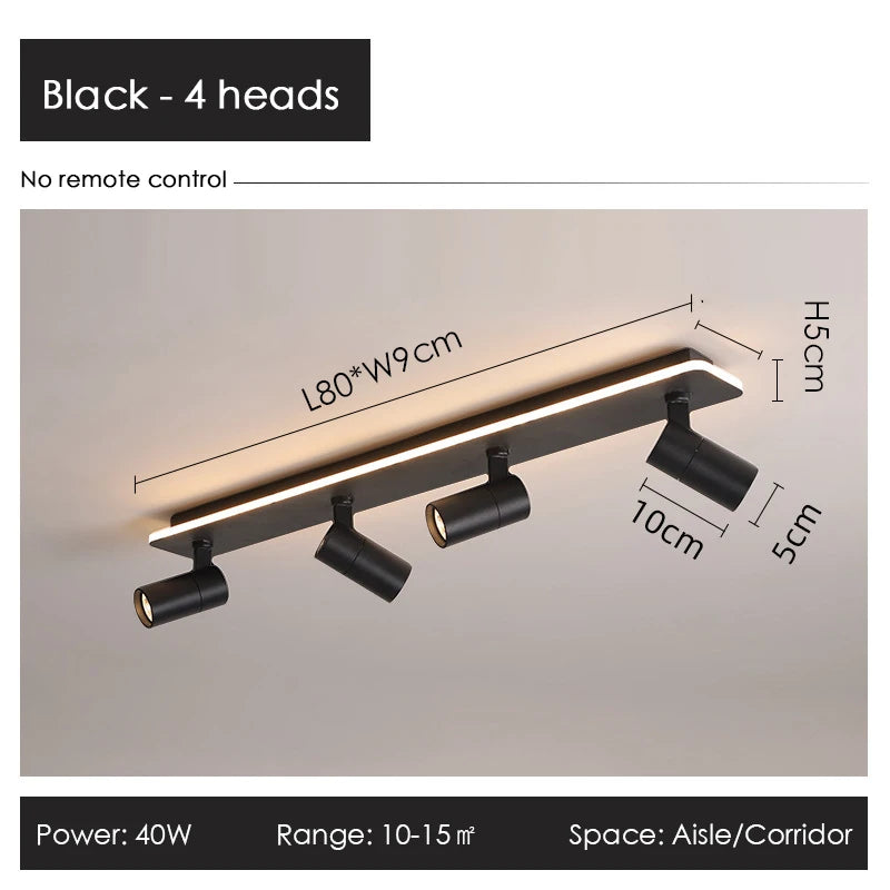 Modern Black LED Ceiling Chandelier with Spotlights for Home Decor