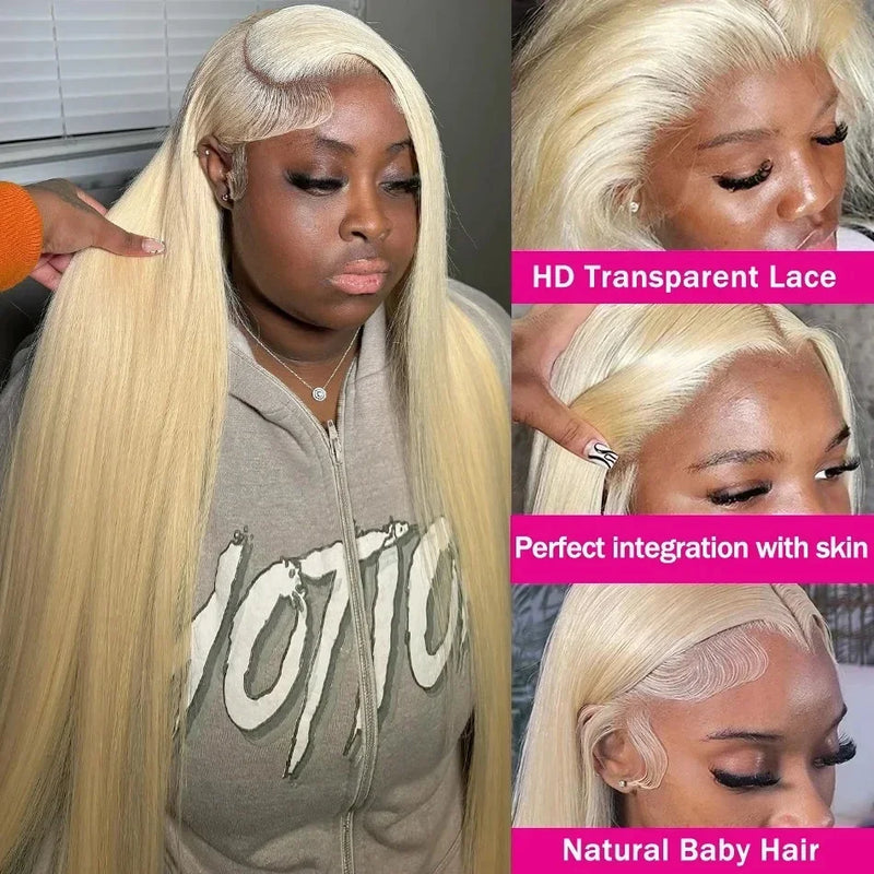 30-34 Inch 613 Honey Blonde HD Lace Front Wig