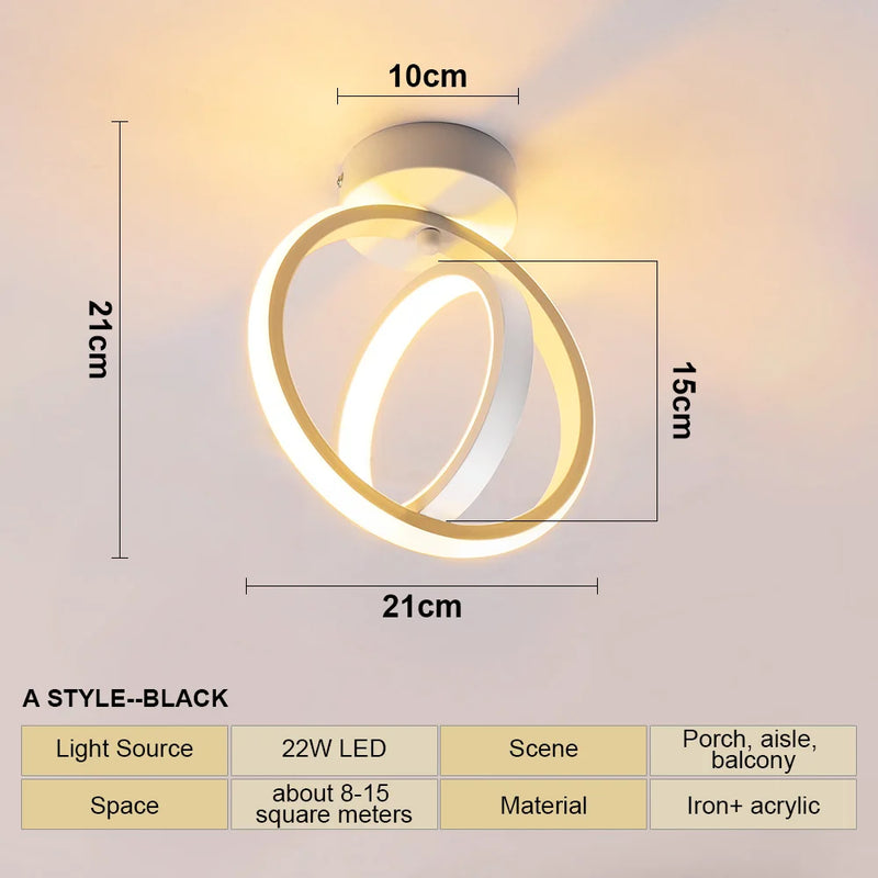 Modern Minimalist LED Ceiling Lamp - 2 Rings Aisle Light Fixture