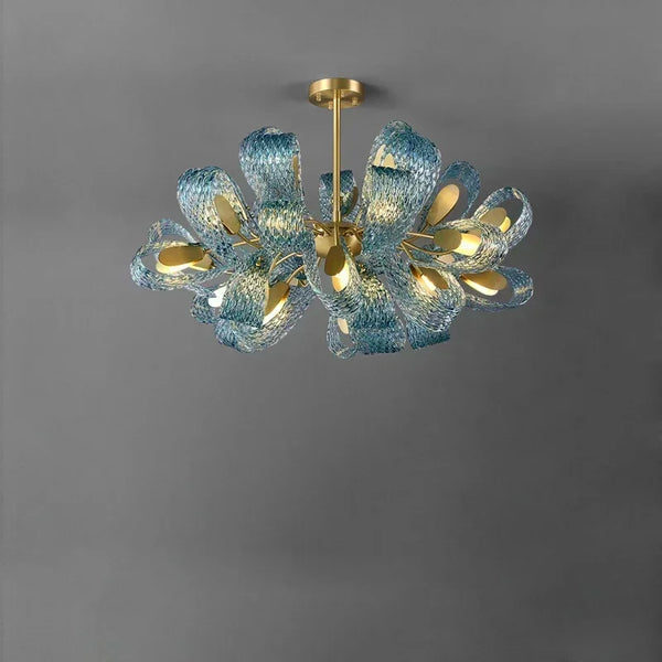 Modern Blue Glass LED Pendant Lamp for Hallway and Bedroom