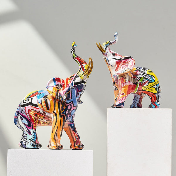 Elephant Scandinavian Resin Painted Statue