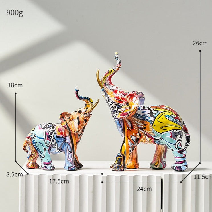 Elephant Scandinavian Resin Painted Statue