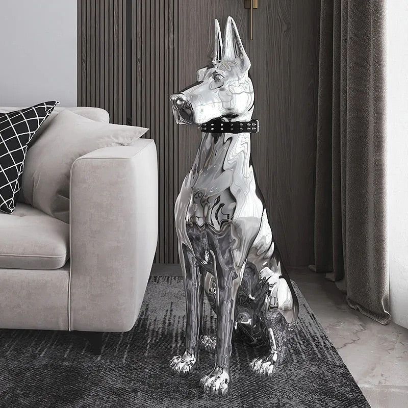 Electroplated Doberman Dog Statue