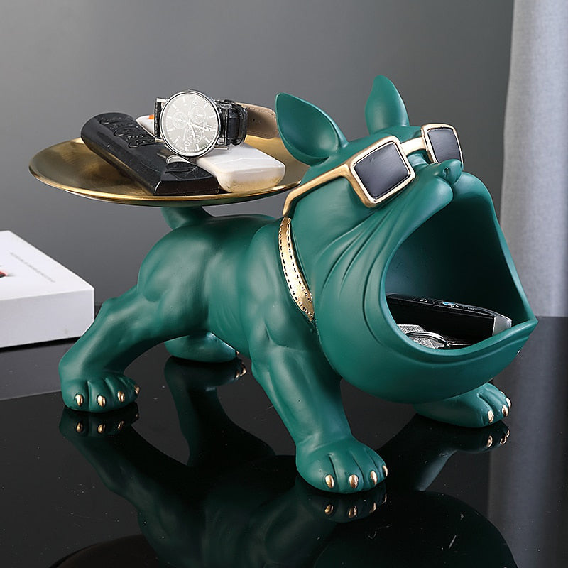 Bodybuilder Bulldog Resin Storage Bin And Tray