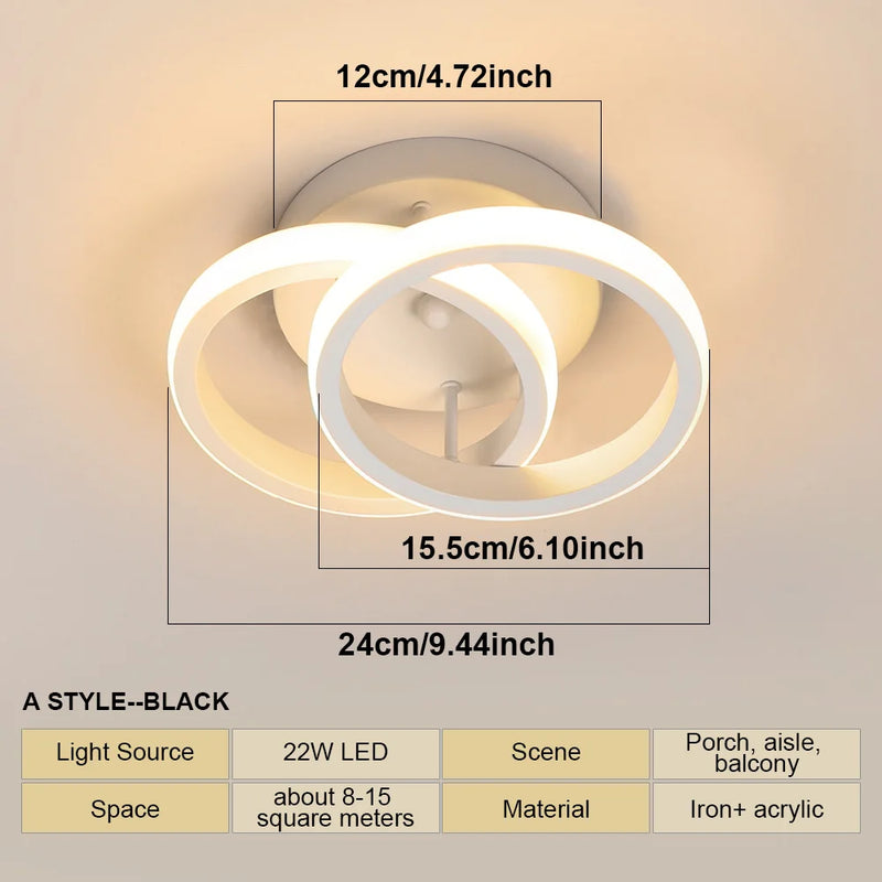 Modern Minimalist LED Ceiling Lamp - 2 Rings Aisle Light Fixture