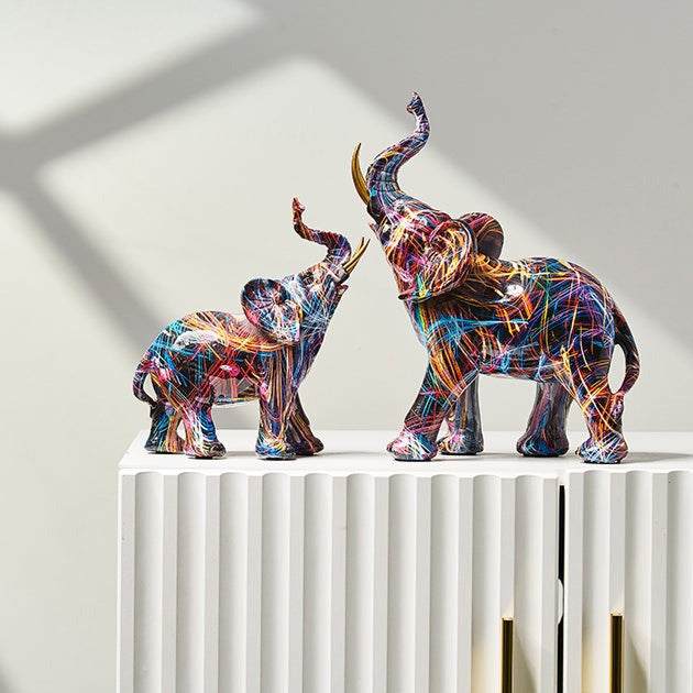 Elephant Scandinavian Resin Painted Statue