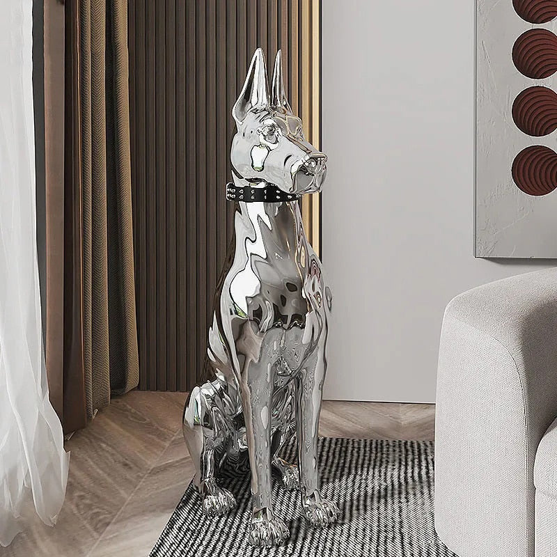 Electroplated Doberman Dog Statue