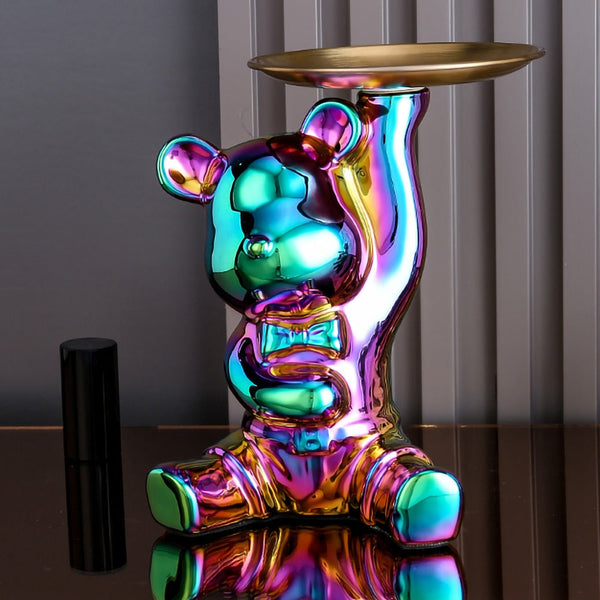 Ceramic Bear Sculpture Tray And Piggy Bank