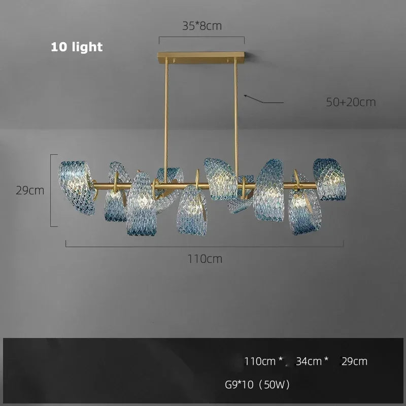 Modern Blue Glass LED Pendant Lamp for Hallway and Bedroom