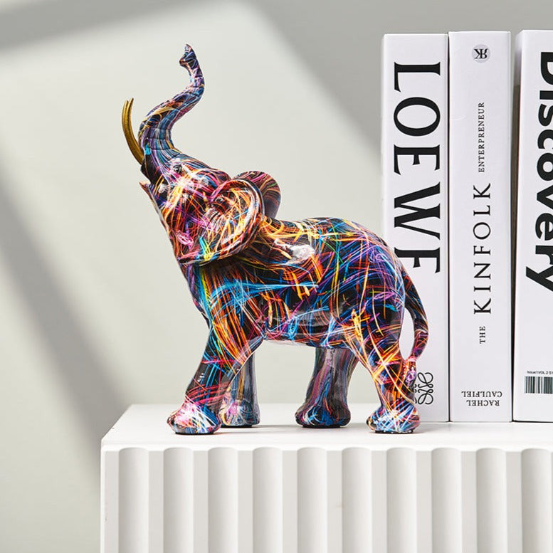 Elephant Scandinavian Resin Painted Statue