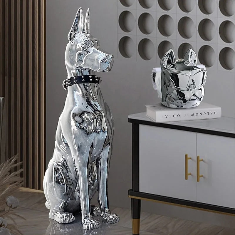 Electroplated Doberman Dog Statue