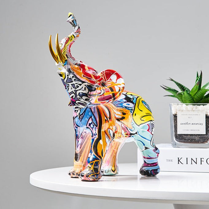 Elephant Scandinavian Resin Painted Statue