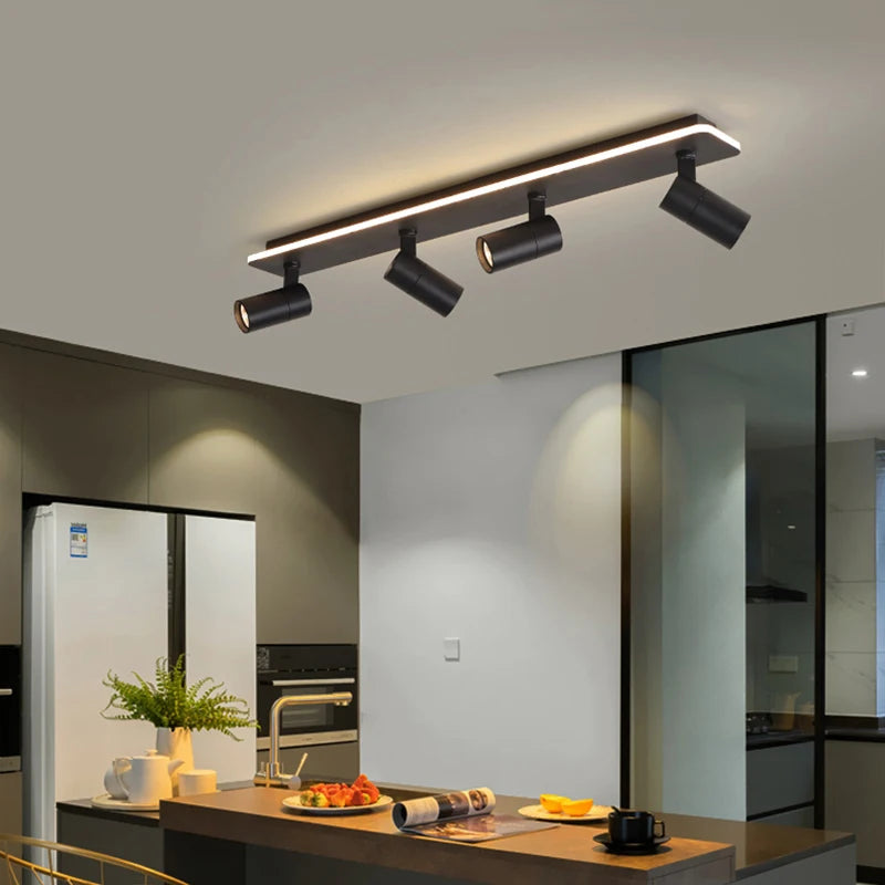 Modern Black LED Ceiling Chandelier with Spotlights for Home Decor