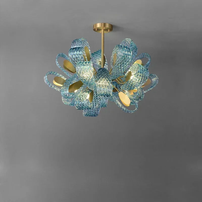 Modern Blue Glass LED Pendant Lamp for Hallway and Bedroom