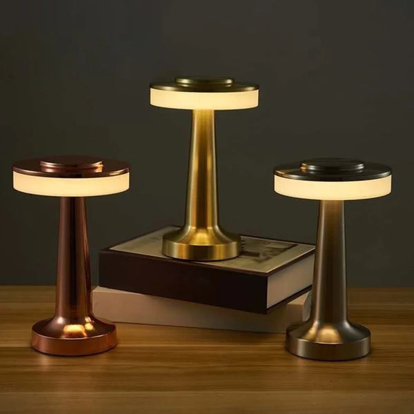Retro LED Table Lamp – USB Rechargeable & Infinitely Dimmable