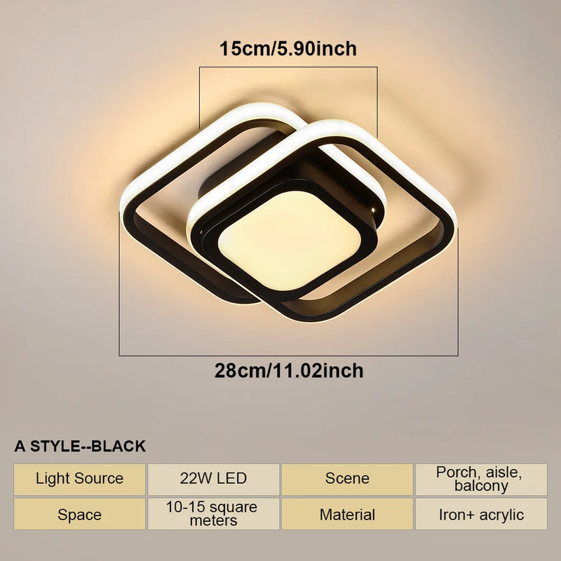 Modern Minimalist LED Ceiling Lamp - 2 Rings Aisle Light Fixture