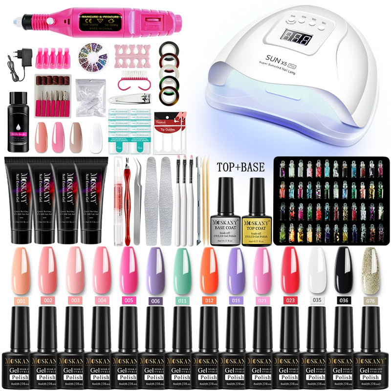 Beauty Nail Set Complete Manicure Kit with Nail Lamp