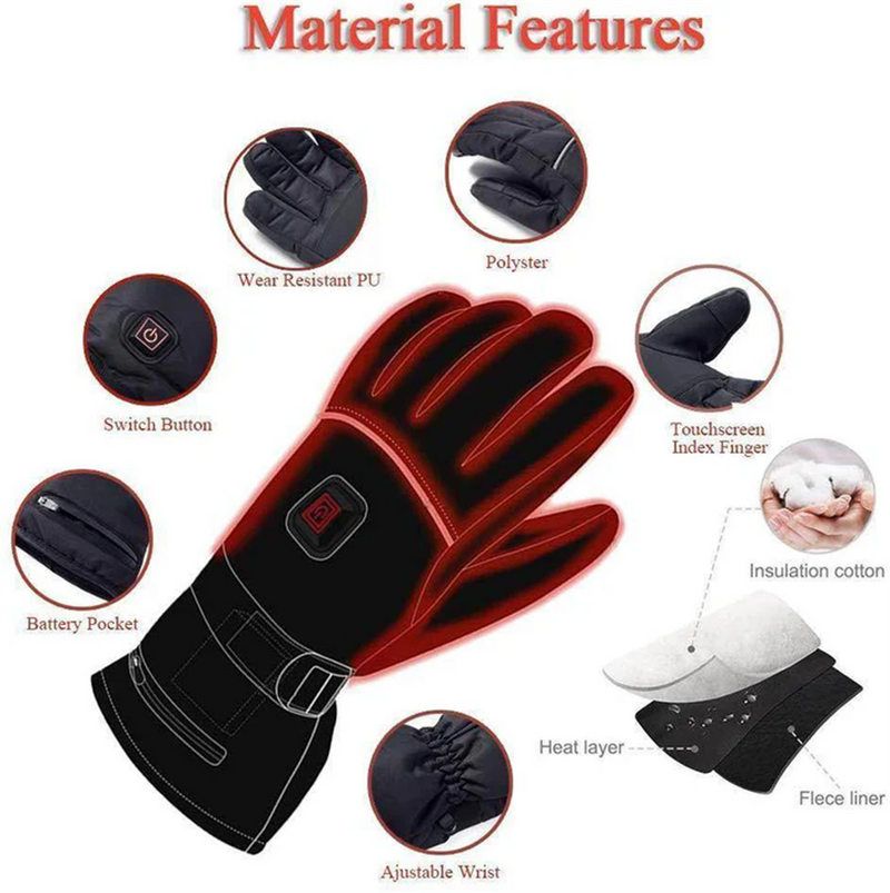 Unisex Electric Heated Waterproof Touchscreen Winter Gloves