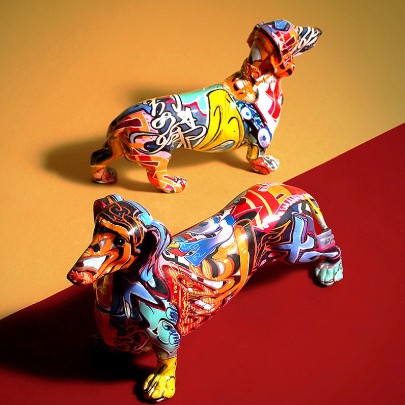 Dachshund Scandinavian Painted Statue