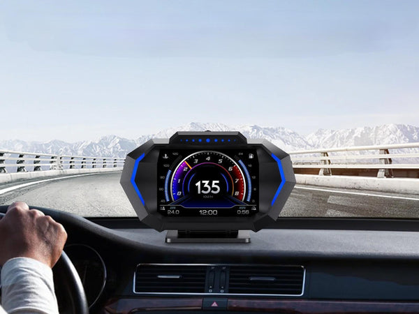 Advanced Digital Car Head-Up Display – OBD2+GPS Speedometer & Turbo Pressure
