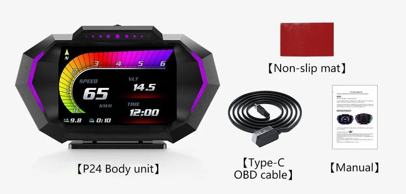 Advanced Digital Car Head-Up Display – OBD2+GPS Speedometer & Turbo Pressure