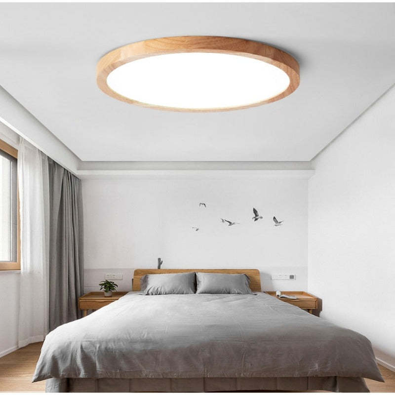 Modern Wood Round Flush Mount Ceiling Lights Living Room