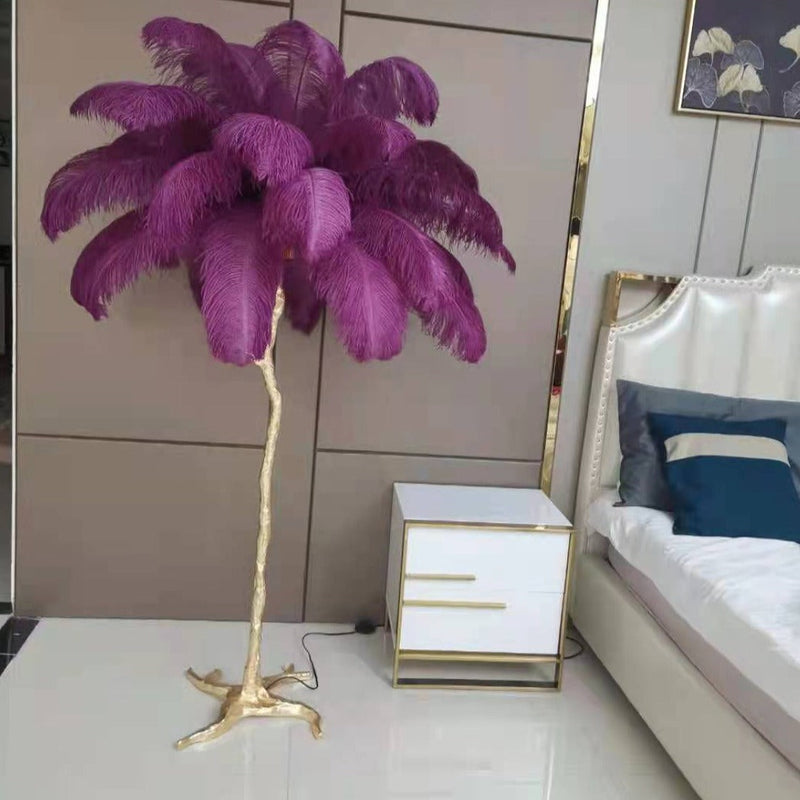 Scandinavian Luxury Unique Ostrich Feather Floor Lamp/Table Lamp