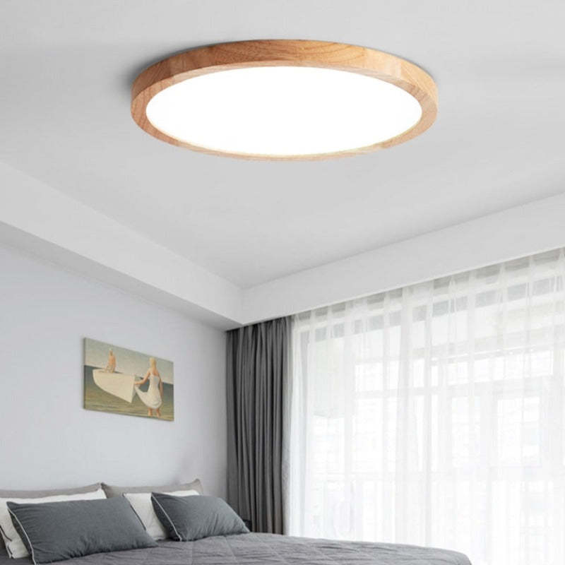 Modern Wood Round Flush Mount Ceiling Lights Living Room